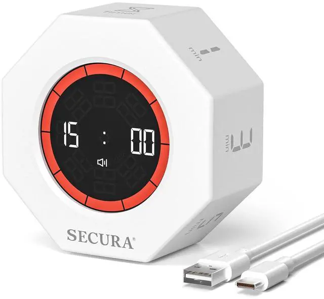 Main image of Pomodoro Timer for ADHD & Productivity, Flip Cube Timer with 7 Presets (1/3/5/10/15/30/60 Min), Visual Countdown Progress Bar for Work, Study, Kids & Desk (White)