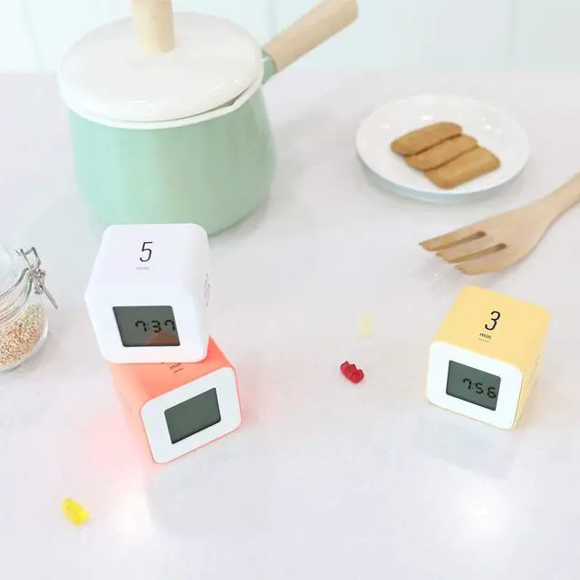 Alt view image 7 of 7 - Multi Cube Timer Clock (Yellow), Rotating Flip Gravity Sensor Time Management Digital LED Clock & Timer 3,10,30,60 min Setting ADHD Desk Office Productivity Kids Workout Kitchen