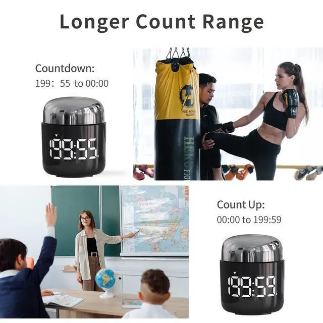Alt view image 4 of 7 - Digital Kitchen Timer,Countdown Countup Timer with Large LED Display Volume Adjustment,Timer for Cooking, Classroom Time for Kids and Teachers. (Silver)