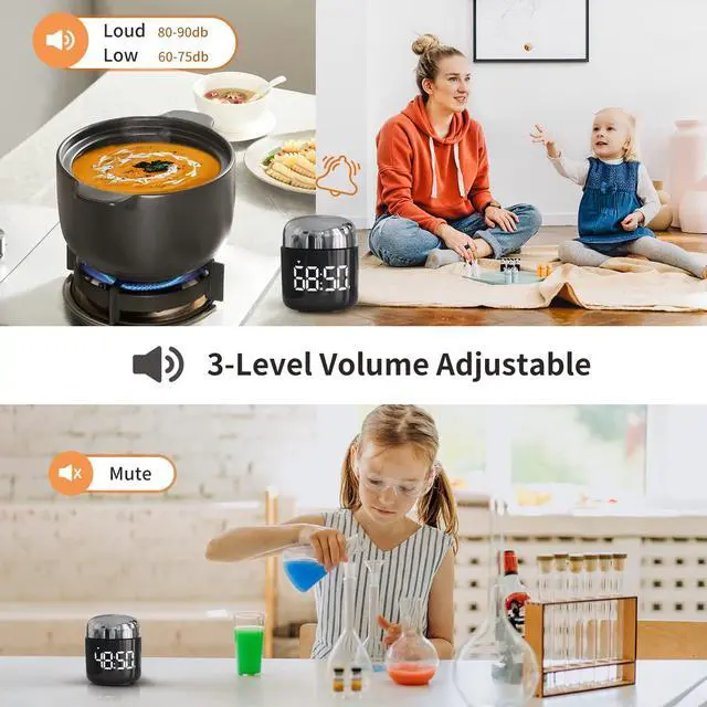 Alt view image 5 of 7 - Digital Kitchen Timer,Countdown Countup Timer with Large LED Display Volume Adjustment,Timer for Cooking, Classroom Time for Kids and Teachers. (Silver)