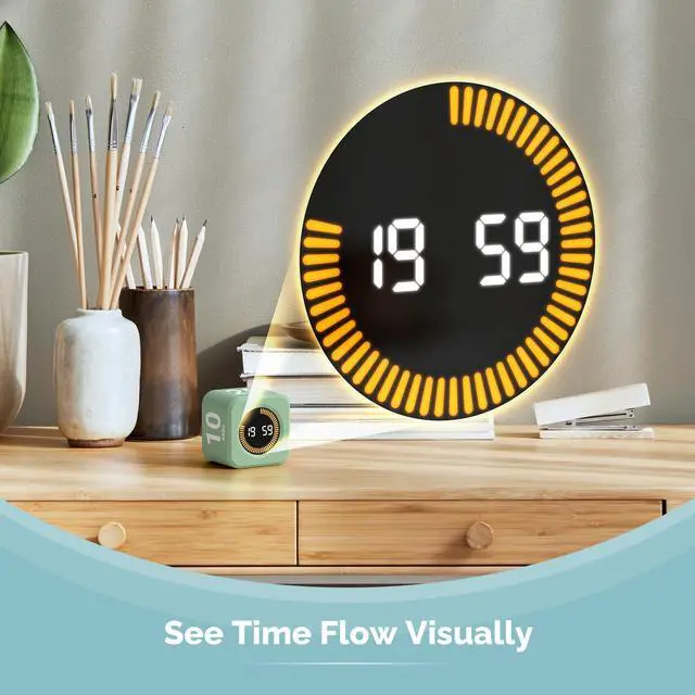 Alt view image 3 of 7 - Pomodoro Cube Timer Productivity Visual Timer - 5/10/25/50 Min Rotating Countdown (1, Green)
