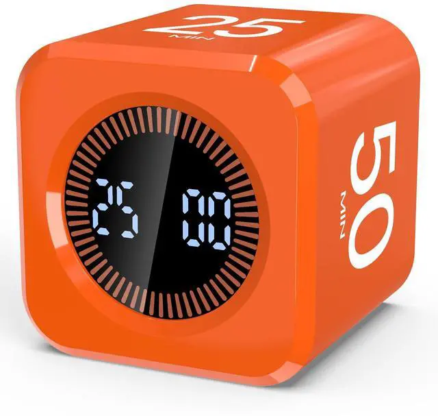 Main image of Digital Pomodoro Timer Cube 5/10/25/50min, Visual Productivity Flip Timer for Kids Classroom Desk, Custom Countdown, Silent and Sound Mode for ADHD Study Work Game Kitchen (Orange)