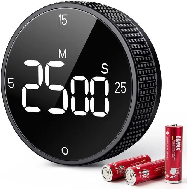 Main image of Digital Magnetic Kitchen Timer for Cooking, Large LED Visual Countdown Timer, Rotating Dial Pomodoro Focus Timer, Adjustable Volume, 5/15/25 Min Presets for Kids, Teachers, Seniors