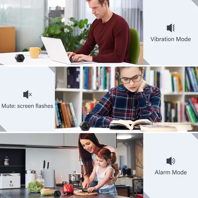 Alt view image 4 of 7 - Rotating Pomodoro Timer 5, 25, 10 30,60 Mins Preset Stopwatch, Desk Flip ProductivityTimer, ADHD Tool Hexagon, Vibration/Mute/Alarm, for Work, Study, Back to School, Kitchen, Black