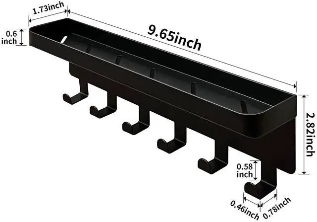 Alt view image 5 of 6 - Key Holder for Wall Key Hooks with Tray and 6 Hooks, Wall Mounted Key Holder for Hallway, Key Rack with Shelf for Mail Storage (Black)