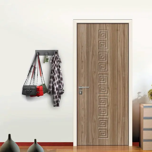Alt view image 4 of 7 - Key Holder for Wall with 2 Self-Adhesive Tapes, No Damage Key Holder Rack for Wall with 3 Key Hooks for Entryway, Door, Bathroom, Kitchen(Black)