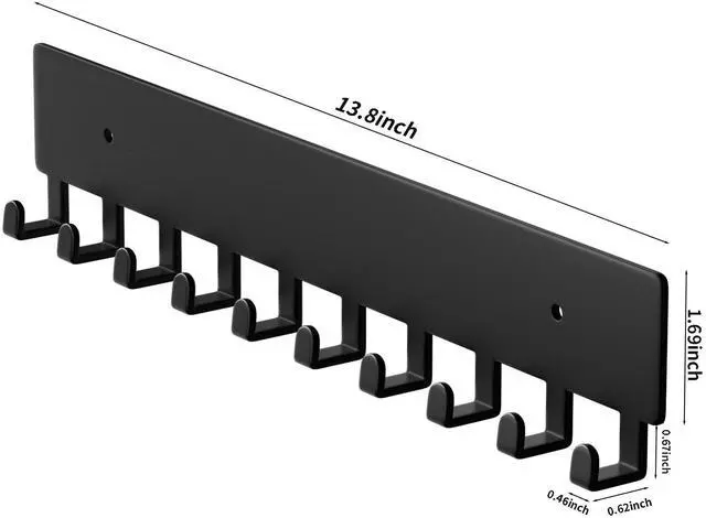 Alt view image 5 of 6 - Key Holder for Wall, Key Hooks with 10 Hooks, Wall Mounted Key Holder for Hallway, Self Adhesive Key Rack(Black)