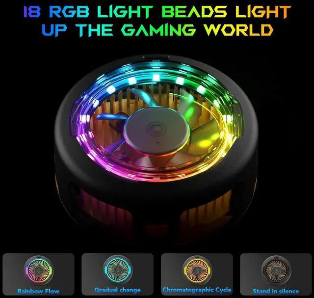 Alt view image 7 of 7 - FunCooler 5 Magnetic Cell Phone Cooler for Gaming, Portable Mobile Phone Cooling Fan with RGB Light, Cellphone Radiator for iPhone Magnetic Series/Android/Tablet/iPad (Black)