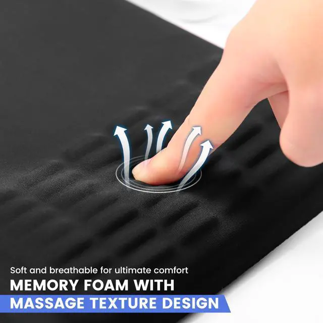 Alt view image 3 of 7 - Ergonomic Mouse Pad with Wrist Support, Wrist Rest Mousepad for Carpal Tunnel Pain Relief, Memory Foam with Massage Design, Non-Slip PU Base for Office and Home (Classic Black)