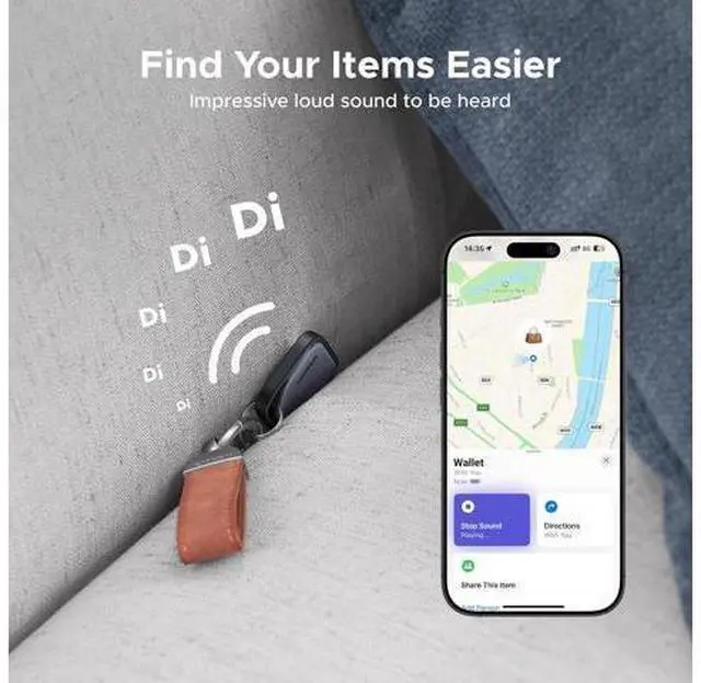 Alt view image 4 of 7 - UGREEN FineTrack Smart Finder Compatible with Apple Find My (iOS Only) 2-Year Replaceable Battery Bluetooth Tracker Tags, Item Finder Smart Tag for Key Luggage Passport with Alarm& Left-Behind Remind