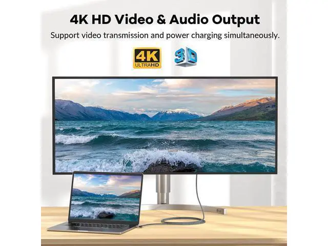 Alt view image 5 of 7 - USB C to USB C Cable 100W, 20Gbps 90 Degree Right Angle 4K@60Hz Video Output Cable (USB C 3.1 & 3.2 Compatible) with E-Marker for Thunderbolt 3, Oculus Quest, MacBook, iPad Pro, Pixel, Switch, 1.65FT