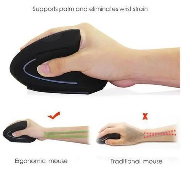 Alt view image 5 of 5 - Wireless Mouse Optical Vertical Mice 6 Keys USB Wireless 2.4GHz