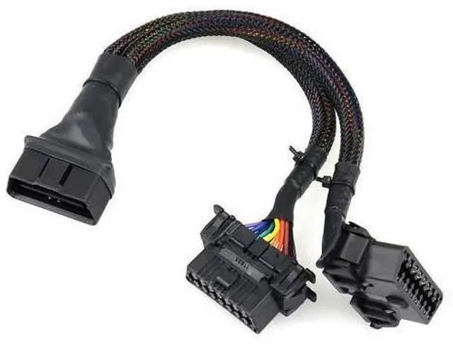 Main image of FOR 2021 OBD2 Male to Dual Female Elbow Extension Cable with 16pins Available to Connected 1 IN 2 Converted OBD 2 Adapter