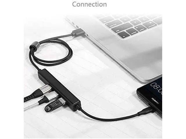 Alt view image 6 of 6 - USB Type-C to USB-A 2.0 Male Data Cable USB 2.0 hub 3 Port USB C Adapter Type C to USB A Connector for Laptop Cell Phone Tablet