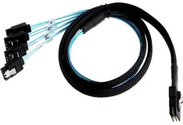 Alt view image 2 of 5 - Mini SAS 36Pin (SFF-8087) Male to 4 SATA 7Pin Female Cable, Mini SAS Host/Controller to 4 SATA Target/Backplane, 1M / 3.3FT