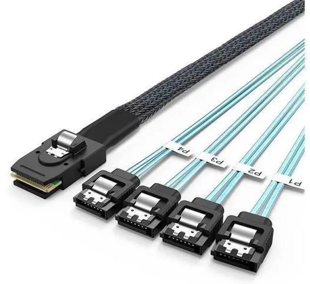 Main image of Mini SAS 36Pin (SFF-8087) Male to 4 SATA 7Pin Female Cable, Mini SAS Host/Controller to 4 SATA Target/Backplane, 0.5M / 1.6FT