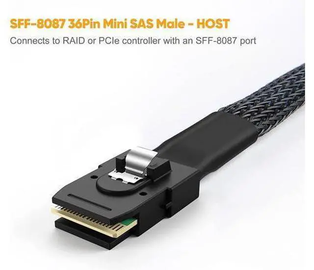Alt view image 4 of 7 - Mini SAS 36Pin (SFF-8087) Male to 4 SATA 7Pin Female Cable, Mini SAS Host/Controller to 4 SATA Target/Backplane, 0.5M / 1.6FT