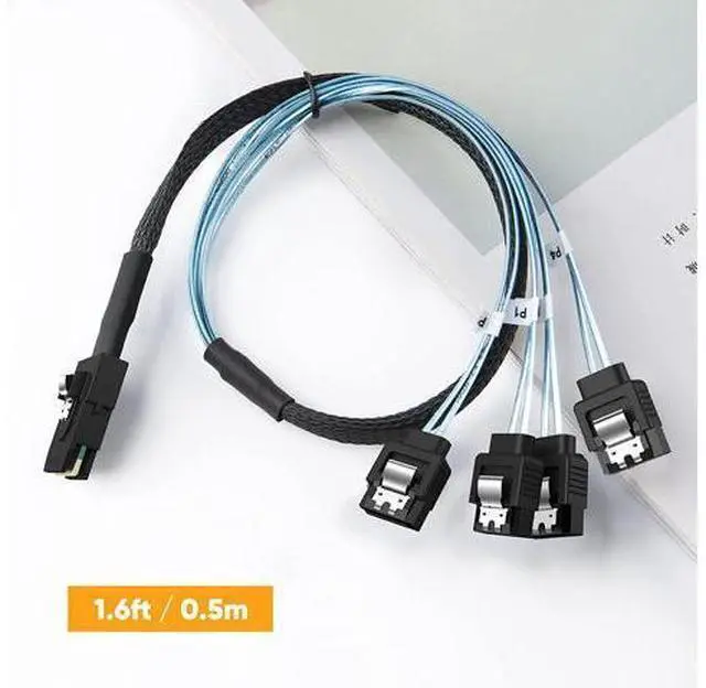 Alt view image 6 of 7 - Mini SAS 36Pin (SFF-8087) Male to 4 SATA 7Pin Female Cable, Mini SAS Host/Controller to 4 SATA Target/Backplane, 0.5M / 1.6FT