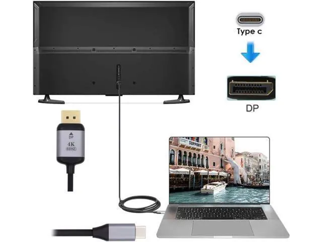 Alt view image 4 of 6 - USB C to Displayport Adapter 4K for Monitor Laptop DP Displayport to USB C Cable,USB3.1 Type-C Source to Displayport Sink Displays 1.8m