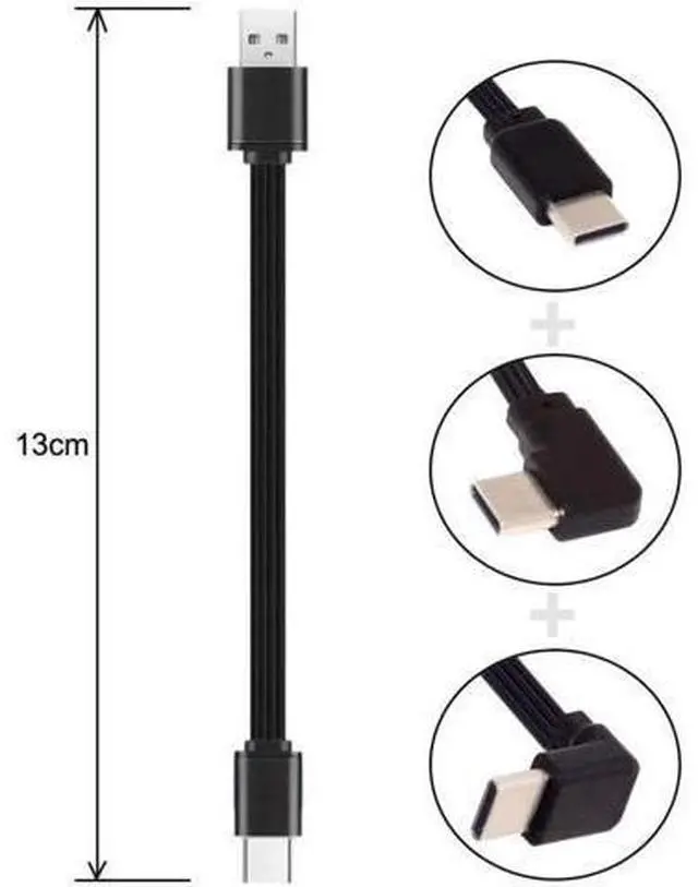 Alt view image 2 of 6 - USB 2.0 Type-A Male to USB-C Type-C Male Angled Data Flat Slim FPC Cable for FPV & Disk & Phone 3Pcs/Set 13cm