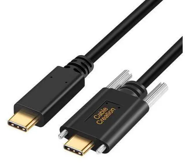 Main image of USB C to USB C Cable (10Gbps/3A), 3.3Ft Dual Screw Locking USB 3.1 Type C to Type C Data and Charging Cable, Panel Mount Type Compatible with MacBook Pro, Pixel 3 XL, 1M / Black