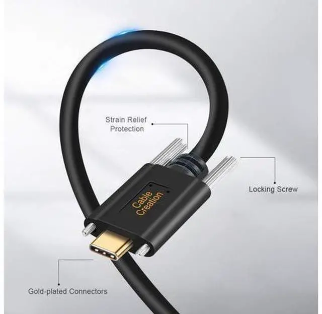 Alt view image 3 of 7 - USB C to USB C Cable (10Gbps/3A), 3.3Ft Dual Screw Locking USB 3.1 Type C to Type C Data and Charging Cable, Panel Mount Type Compatible with MacBook Pro, Pixel 3 XL, 1M / Black