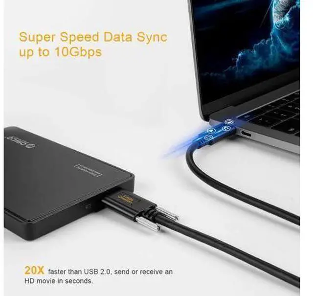 Alt view image 6 of 7 - USB C to USB C Cable (10Gbps/3A), 3.3Ft Dual Screw Locking USB 3.1 Type C to Type C Data and Charging Cable, Panel Mount Type Compatible with MacBook Pro, Pixel 3 XL, 1M / Black