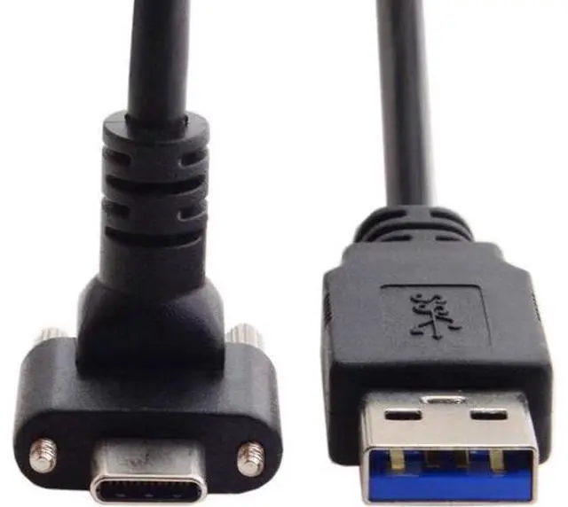 Alt view image 2 of 7 - USB 3.1 Type-C Dual Screw Locking Down Up Angled to Standard USB3.0 Data Cable 90 Degree for Camera (300cm)