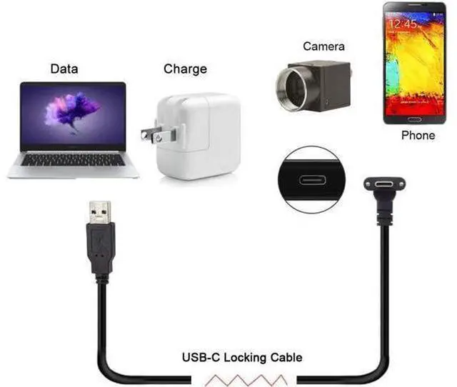 Alt view image 7 of 7 - USB 3.1 Type-C Dual Screw Locking Down Up Angled to Standard USB3.0 Data Cable 90 Degree for Camera (300cm)