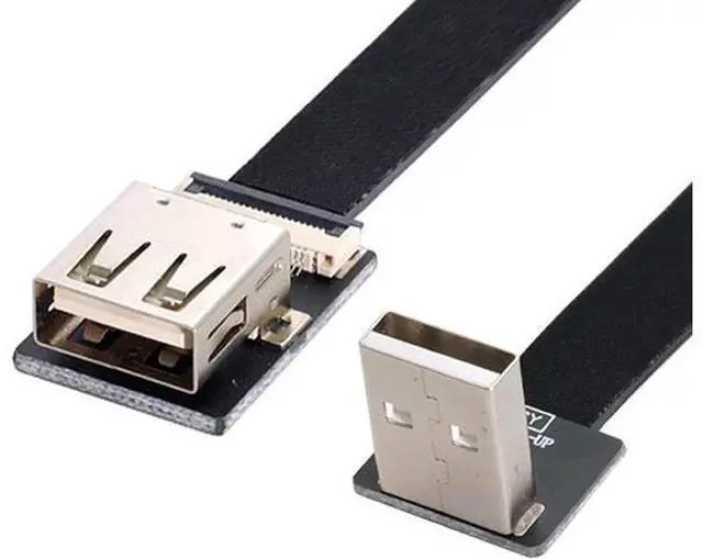 Main image of Up Angled Flat Slim FPC USB 2.0 Type-A Male to Female Extension Data Cable for FPV & Disk & Scanner & Printer 20CM