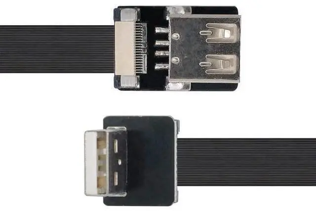 Alt view image 2 of 7 - Up Angled Flat Slim FPC USB 2.0 Type-A Male to Female Extension Data Cable for FPV & Disk & Scanner & Printer 20CM
