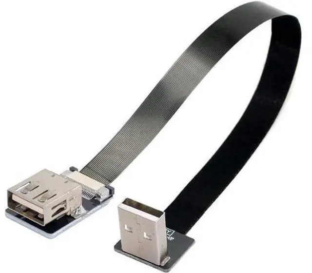 Alt view image 6 of 7 - Up Angled Flat Slim FPC USB 2.0 Type-A Male to Female Extension Data Cable for FPV & Disk & Scanner & Printer 20CM