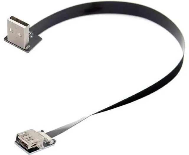 Alt view image 7 of 7 - Up Angled Flat Slim FPC USB 2.0 Type-A Male to Female Extension Data Cable for FPV & Disk & Scanner & Printer 20CM