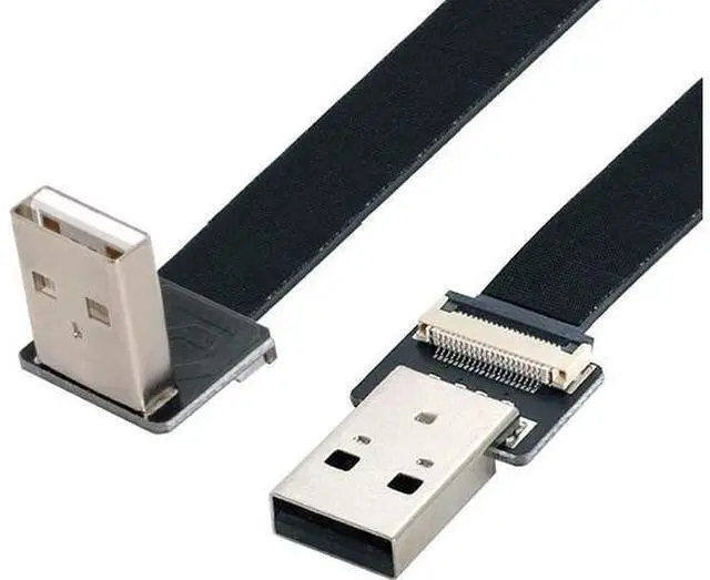 Main image of USB 2.0 Type-A Male to Type-A Male Data Flat Slim FPC Cable 90 Degree Down Angled for FPV & Disk & Scanner & Printer 50CM