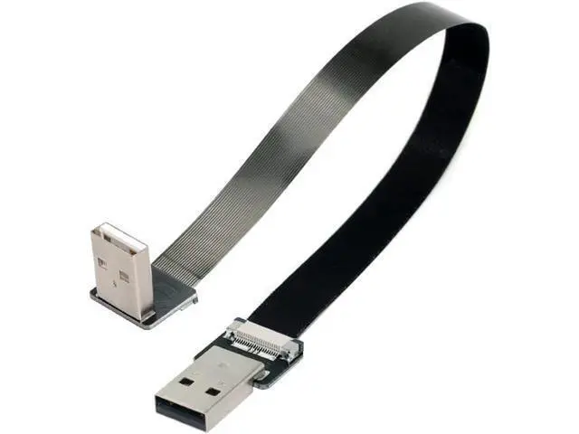 Alt view image 3 of 7 - USB 2.0 Type-A Male to Type-A Male Data Flat Slim FPC Cable 90 Degree Down Angled for FPV & Disk & Scanner & Printer 50CM