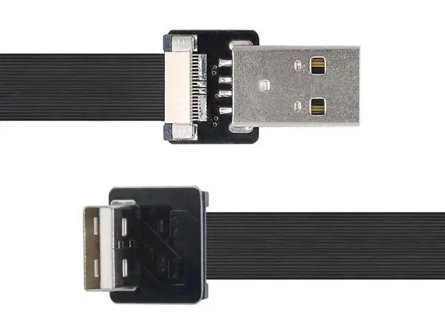 Alt view image 6 of 7 - USB 2.0 Type-A Male to Type-A Male Data Flat Slim FPC Cable 90 Degree Down Angled for FPV & Disk & Scanner & Printer 50CM