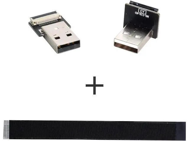 Alt view image 5 of 7 - USB 2.0 Type-A Male to Type-A Male Data Flat Slim FPC Cable 90 Degree Down Angled for FPV & Disk & Scanner & Printer 50CM