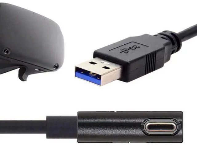 Alt view image 2 of 5 - Fit for Quest Link VR USB 3.1 Type-C Left Right Angled Type to Standard USB3.0 Data Cable 3M
