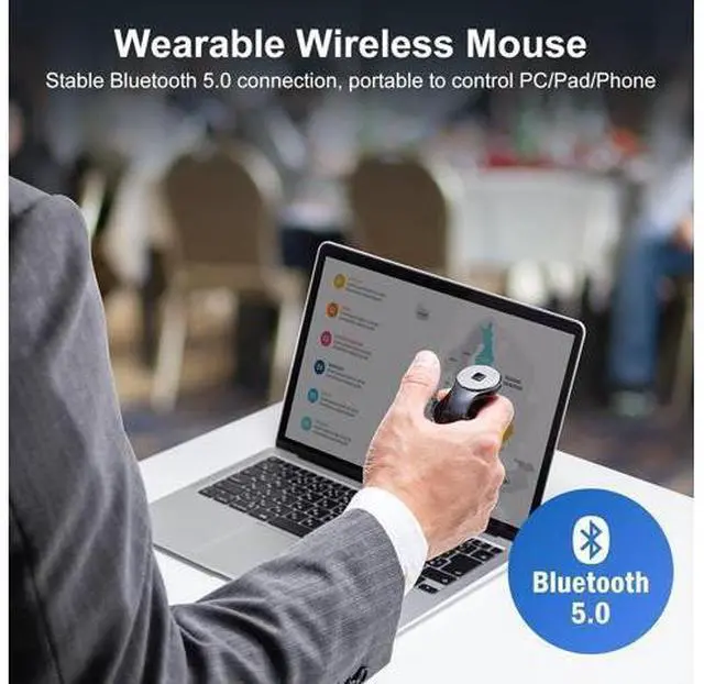 Alt view image 2 of 7 - SANWA 3 in 1 Bluetooth Finger Ring Mouse, Wireless Presentation Clicker, Video Scroller & Page Turn for Kindle APP, Mini Wearable Mouse, Rechargeable Handheld Remote Mice for PC, Laptop, Mac, Tablet