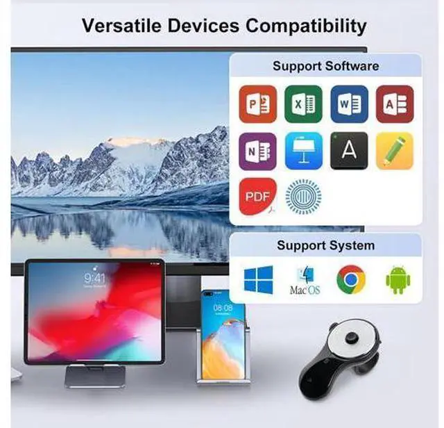 Alt view image 7 of 7 - SANWA 3 in 1 Bluetooth Finger Ring Mouse, Wireless Presentation Clicker, Video Scroller & Page Turn for Kindle APP, Mini Wearable Mouse, Rechargeable Handheld Remote Mice for PC, Laptop, Mac, Tablet