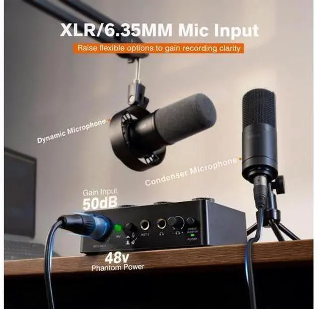 Alt view image 3 of 7 - FIFINE PC Audio Mixer for Recording Music, USB Interface for Streaming and Podcasting with XLR, Monitor, 48V Phantom Power, Gain Knob, for Instrument Guitar/Video Content Creation/Vocal-AMPLITANK SC1
