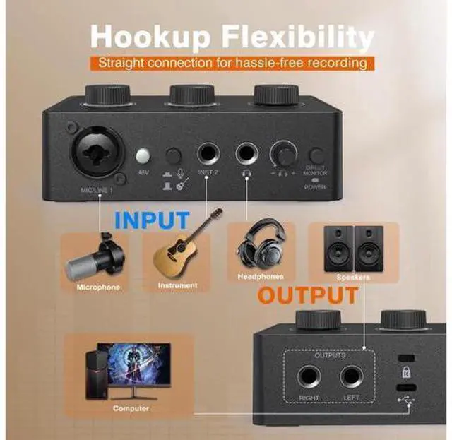 Alt view image 5 of 7 - FIFINE PC Audio Mixer for Recording Music, USB Interface for Streaming and Podcasting with XLR, Monitor, 48V Phantom Power, Gain Knob, for Instrument Guitar/Video Content Creation/Vocal-AMPLITANK SC1