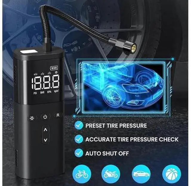 Alt view image 5 of 5 - Ecocleanpath 120 PSI Cordless Tire Inflator & Power Bank - Fast Portable Air Compressor for Car, Bike, Ball