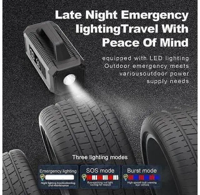 Alt view image 5 of 5 - Ecocleanpath QB05 Portable Air Compressor Tire Inflator & Power Bank, 10000mAh, Green - Fast Car/Motorcycle/Bike/Ball Pump
