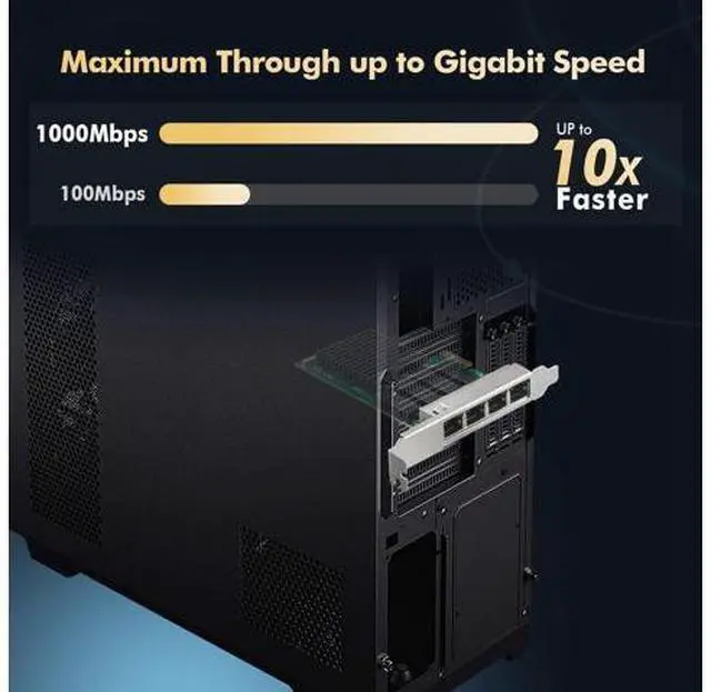 Alt view image 5 of 7 - 4 Port Giga-bit PCIe Network Adapter, Realtek RT8111H Controller 1000/100Mbps Binardat Ethernet LAN NIC Card for Windows/Linux/Mac