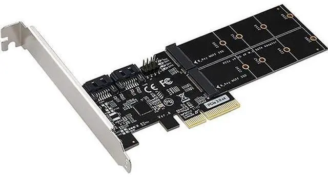 Main image of 4in1 Dual M.2 NGFF (B Key) SSD+ Dual SATAIII 6G SSD/HDD to PCI Express 4X Converter Adapter with Low Profile Bracket for Desktop PC