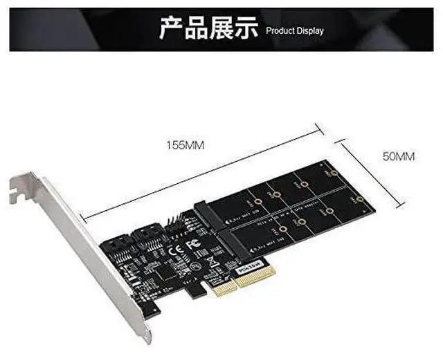 Alt view image 7 of 7 - 4in1 Dual M.2 NGFF (B Key) SSD+ Dual SATAIII 6G SSD/HDD to PCI Express 4X Converter Adapter with Low Profile Bracket for Desktop PC