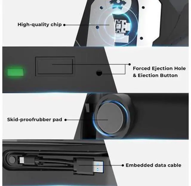 Alt view image 4 of 7 - mthstec External DVD Drive, USB 3.0 Type-C Portable CD Burner, CD ROM +/-RW External CD Player, External CD DVD Drive for Laptop Desktop PC Mac Windows Linux (Black)