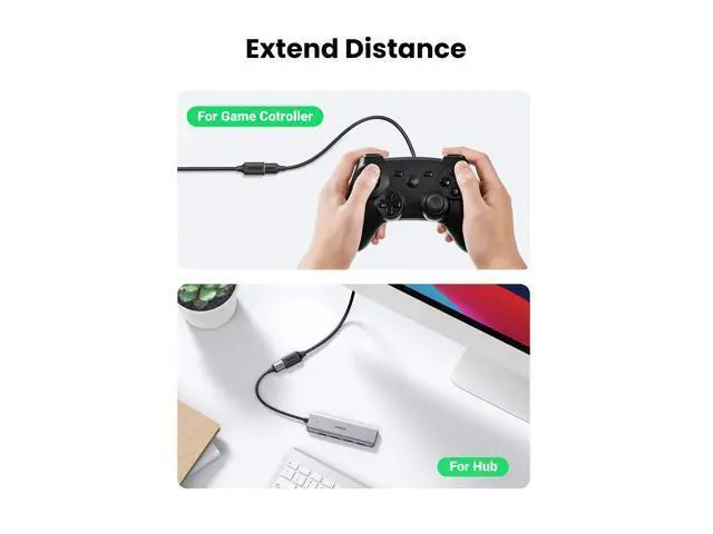 Alt view image 2 of 7 - UGREEN USB Extender, USB 3.0 Extension Cable Male to Female USB Cable High-Speed Data Transfer Compatible with Webcam, Gamepad, USB Keyboard, Mouse, Flash Drive, Hard Drive, Oculus VR, Xbox 15 FT