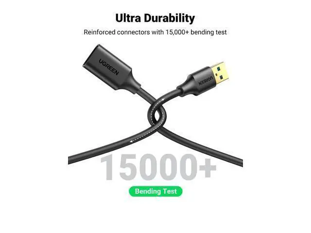 Alt view image 5 of 7 - UGREEN USB Extender, USB 3.0 Extension Cable Male to Female USB Cable High-Speed Data Transfer Compatible with Webcam, Gamepad, USB Keyboard, Mouse, Flash Drive, Hard Drive, Oculus VR, Xbox 15 FT